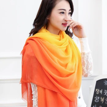 Jeseň zima ženy šatku módne gradient dlho voile pashmina šatky echarpe foulard femme šatkou scarfs pre dámy 190*100 cm