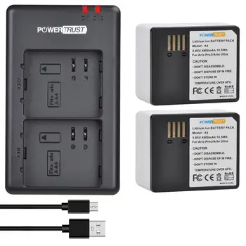 PowerTrust 2x 4800mAh A4 Náhradné Batérie pre Arlo Pro3 Arlo Ultra Kamera (VMA5400), s dvomi USB Nabíjačky