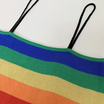 Rainbow Prúžok Zrastov Cami Top Ženy Boho Tvárny Vintage Slim Fit Letné Vesty Špagety Popruh Roztomilý Plodín Topy Mujer Verano 2019
