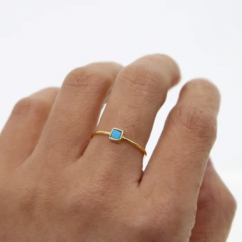 Zlato vyplnené najvyššej kvality 925 sterling silver drobné modré krúžky jemné turquoises cz kameň minimálne ohromujúci elegantná krúžok pre ženy