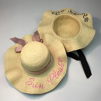 2018 list výšivky spp Veľké okraj Dámy letné slamený klobúk mládež čiapky pre ženy v Tieni slnka klobúky Pláž hat