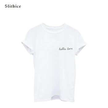 Dobrý deň, milujú Módu List Vytlačený ženské tričká topy Biele Krátky Rukáv O-krku kawaii Lumbálna Ulice Ženy T-shirts ropa mujer