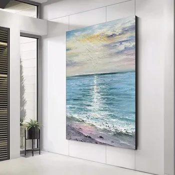 Moderný Umelec Maľoval Abstraktné Pláži Umenie Maľba Na Plátno Na Stenu Umenie Frameless Obrázok Dekorácie Pre Live Miestnosti Domova Darček
