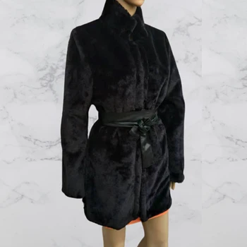 Umelú Kožušinu Kabát Zimný Ženy Zimné Nadrozmerná S-5XL Outwear Hrubé Teplé Plus Veľkosť Žena Plyšové Coats Nové Módne Bunda Plus veľkosť