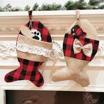 Vianočné ponožky psa kosť ryby tvar darčeková taška súčasnosti vianočná pančucha stromček regali natale calcetines navidad kerst sokken