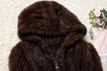 Skutočné Kožušinový Kabát Ženy Zime Prírodné Kožušiny Bunda 2019 Kapucňou Originálne Pletené Noriek Kožušinový Kabát vrchné oblečenie Veľké Veľkosti L na 6XL k Dispozícii