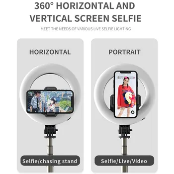 Roreta Bezdrôtová Selfie Stick Prenosné Skladacie Rozšíriteľný Diaľkové Spúšte Statív S 6 palcový LED Krúžok Fotografie Svetlo
