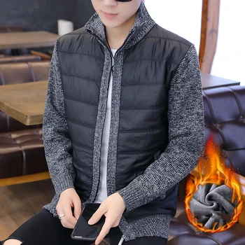 Zimné Módne Mens Sveter Fleece, Svetre Pletené Muž Coats Oblečenie Kórejský Nadrozmerné Cardigan Sveter Mužov Patchwork Homme Hot