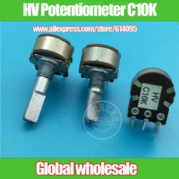 6pcs HV 148-typ Double Otočný Potenciometer C10K / Knurling Hriadeľ Voliteľné Rukoväť Dĺžka 20MMF 25MMF