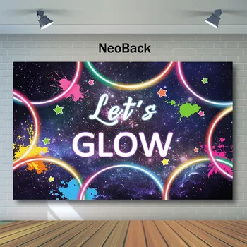 NeoBack Poďme Svietiť, Pozadia Na Foto Svietiť v Tme Birthday Banner Pozadie Laser Neon Drmolit Farby Foto Pozadia