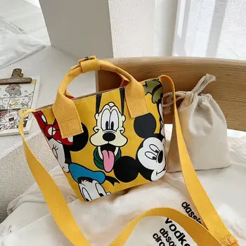Disney bavlna dvojité plátno crossbody taška Mickey Mouse vytlačené taška cez rameno nastaviteľné ramenný popruh detí, žien malá taška