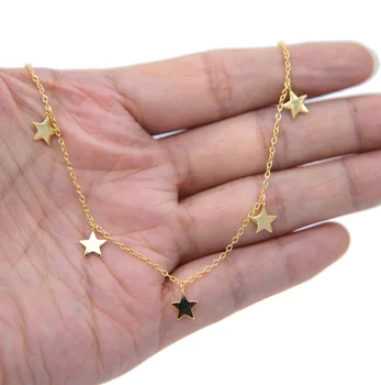 Zlatá farba 925 sterling silver metal roztomilý danity star kúzlo klasický vianočný darček jemné chain star náhrdelník s príveskom