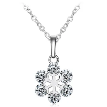 KOFSAC Nové Módne 925 Sterling Silver Náhrdelník Lesklé Crystal CZ Snowflake Prívesok Náhrdelníky pre Ženy, Vianočné Darčeky, Šperky