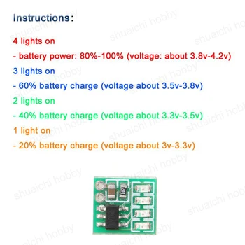 5 ks Micro Mini Lítium-Kapacita Batérie Indikátor Modul LED Blikajúce 3V-4.2 V fr RC Lietadlo FPV Označenie PCB Dosky