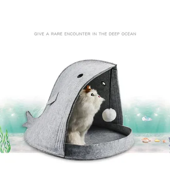 Psa Roztomilý Shark Tvarované Pevné Lôžko Pes, Mačka Skladacia Pohodlné Umývateľný Miest Oblek Pre Všetky ročné obdobia DB747