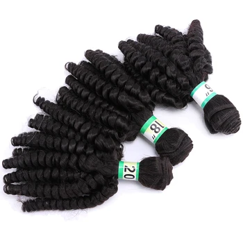Krátke Kučeravé vlna predlžovanie vlasov Prírodné čierna farba, Funmi curl syntetické vlasy zväzky pre ženy