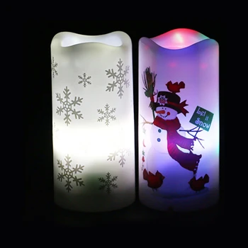 Vianočné Dekorácie, Ozdoby Tvorivé LED Sviečka Projekčnej Lampy Snowflake Snehuliak Vzor Nočné Svetlo Domova Rekvizity
