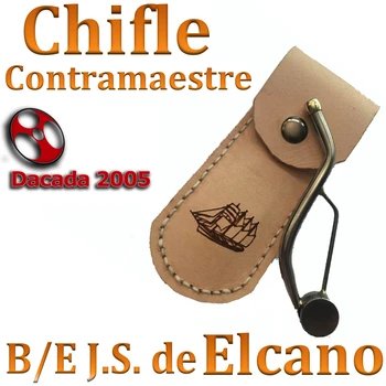 Dacada2005 Chifle Silbato Petty Dôstojník Námorníctva s kožené puzdro Juan Sebastian de Elcano