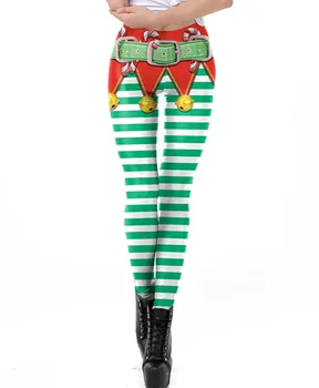 Ženy Zime Vianoce tlač s vysoko elastický pás hip tlač Leginy Non-priehľadná priedušná Veselé Vianoce nohavice