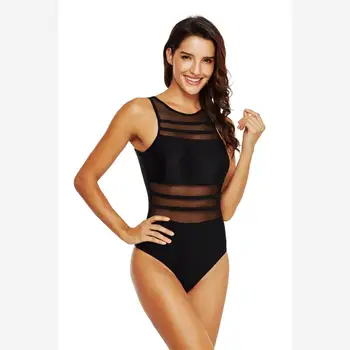 2020 Sexy Plavky Jednodielne Plavky Ženy Oka Plávať Nosiť Vysoké Krku Na Kúpanie Oblek Žena Black Backless Pláž Nosiť