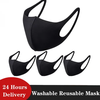 Čierna Bavlna Úst Maska Opakovane Prachotesný Umývateľný Masku na Tvár Cyklistické Tábor Mascarillas Vetru Dospelých Unisex Úst-utlmiť