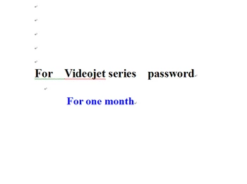 Heslo na jeden mesiac pre Videojet 1000 series tlačiareň