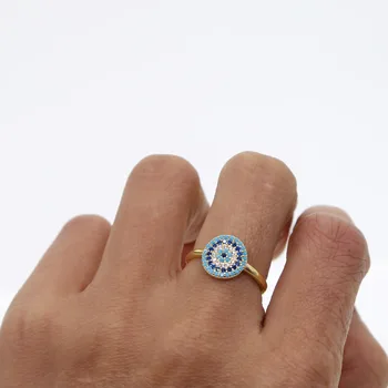Nové Módne Reálne 925 Sterling Silver jemné modré Kvet Prstene pre Ženy šťastie, turecké zlým okom CZ upraviť Snubné Prstene, Šperky