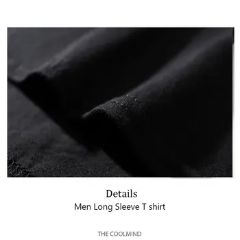 COOLMIND bavlna, dlhý rukáv pohode streetwear mačka tlače mužov tričko príležitostné o-krku mužov voľné tričko t-shirt muži košele