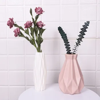 Origami Plastové Kvetinové Vázy Moderné Domáce Dekorácie Biela Imitácia Keramické Kvetináče Kvet Nordic Ornament Domova