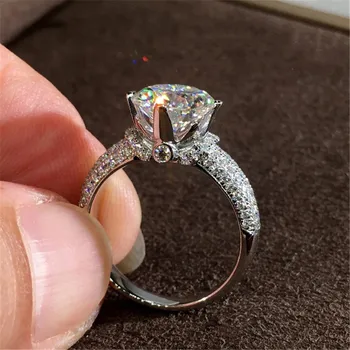 2020 Solitaire Diamantový prsteň Strieborný farebný Drahokam, Cz Zapojenie svadobné kapela prstene pre ženy, Svadobné Kúzlo Strany Šperky