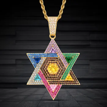 Zirkón Judaizmus Prívesok Náhrdelník Mužov Šperky Židovskej Náhrdelník David star Ženy Náhrdelník
