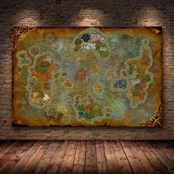 Bez rámu Plagát Dekorácie, Maliarstvo, World of Warcraft 8.0 Mapy na HD Plátno na Stenu Obrázky pre Obývacia Izba olejomaľba
