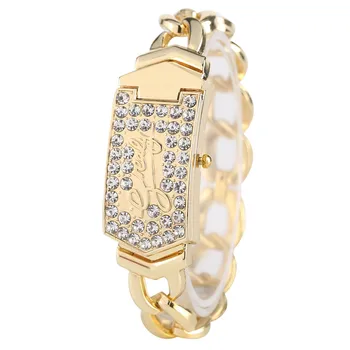 Luxusné Ženy Hodinky Quartz Náramok náramkové hodinky Kamienkami Dizajn Flip cover Dámy Náramok Hodiny Štýlové Ženy Sledovať reloj
