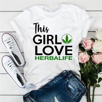 Dlrn Toto Dievča Miluje Herbalife Listov Tlač Ženy Tričko Bežné Vtipné Tričko Bežné Topy Tee Kawaii Streetwear Camiseta Mujer