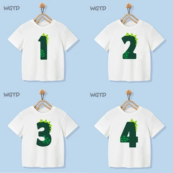Číslo 1-9 Chlapci Dievčatá Dinosaura Krátke Rukávy T-Shirts detské Tričko Darček k Narodeninám T Shirt Dieťa Dievča, Topy Deti Hip Hop Tees