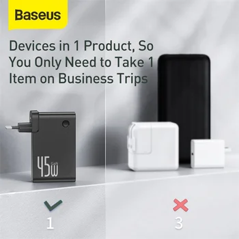 Baseus GaN maximálne 45 w Power Bank 10000mAh Typ C PD Rýchle USB Nabíjačka Powerbank Prenosná Externá Nabíjačka Pre iPhone 11 Xiao