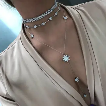 2020 sexy star kúzlo y tvar dlhý náhrdelník pre ženy lady drobné reťazca svadobný náhrdelník v zlatej farbe Y nádherný náhrdelník
