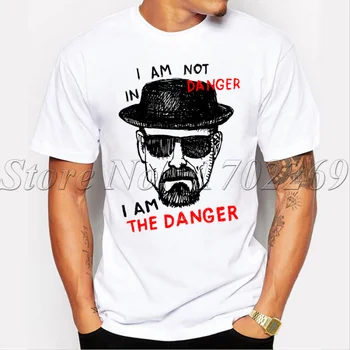 Krátky Rukáv Bežné Tee Najnovšie Muži Móda Breaking Bad T-shirt Heisenberg Iam V Denger Retro Vytlačené Lumbálna Topy