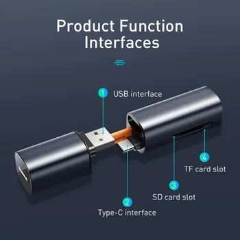 Baseus 2 v 1 Čítačka Kariet USB 3.0 Typ C na TF (Micro SD Card Reader pre MacBook Pro Huawei P30 Pro Smart OTG Čítačka Pamäťových Kariet