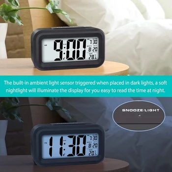Horúce LED Displej Digitálny Budík Spánok Batérie, Hodiny s Dátumom v Kalendári Teplota pre Spálne Home Office Cestovanie