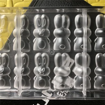 Veľká noc Bunny Králik Čokoláda Formy 3D Rabbit Candy Formy Polykarbonátu Cartoon Čokoláda Maker