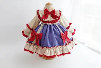 Jeseň Baby Girl šaty španielskej Lolita Princezná Šaty Luk čipky Šitie plesové šaty, narodeninovej oslavy veľkej Noci šaty pre dievčatá Y3486