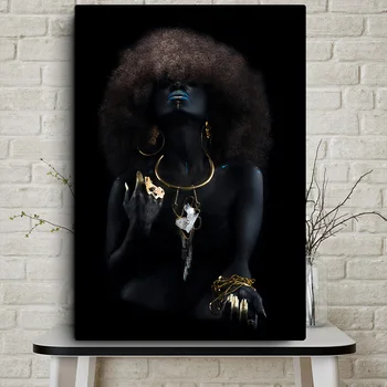 Čierne Africké Nahé Ženy Canvans Maľovaní Plagátov A Vytlačí Wall Art Obraz Škandinávskych Pre Obývacia Izba Domova Cuadros