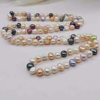 AA 120 cm Dĺžka 9 mm-10 mm barokový perlový náhrdelník multi-farby sladkovodné perly