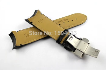 24 mm (Pracka 22 mm) T035627 T035614 Kvalitné Strieborné Motýľ Pracka + Čierne Originálne Kožené Watchband pásy Pre T035 muž