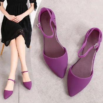 MVVJKE Lete kórejský Štýl, módne priedušná ukázal prst ženy plážové sandále sponou byt podpätky kryt päty lady jelly topánky