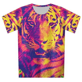 Deti 3D T-shirt 4-20 Rokov, Deti Harajuku Štýl Zvierat Krásne Tiger Hlavu Tlačiť Tshirts Chlapci Dievčatá Módne Tričko Oblečenie