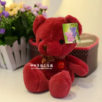 Plyšové zvieratko 25 cm červený medvedík plyšové hračky mäkká bábika darček w1757