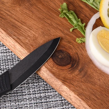 Keramický Kuchynský Nôž 3-Palcový Ovocie Nože Black Zirconia Prenosné Camping Nože Frézy Varenie Nástroj ABS Rukoväť s Nožom Kryt