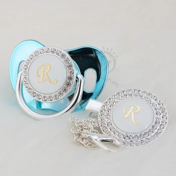 BLING striebro Počiatočné písmeno R elegantné bling cumlík a cumlík klip BPA free figuríny bling ideálny darček SGS prejsť LR-1